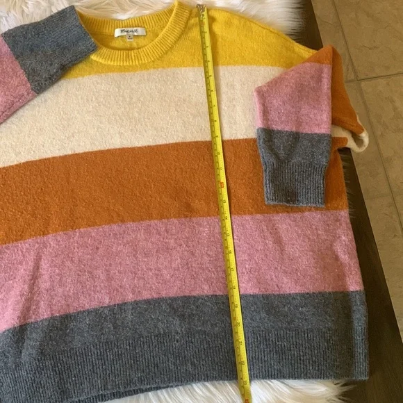 Madewell Crofton Dijon Mustard Striped Pullover Sweater size M - Picture 7 of 9
